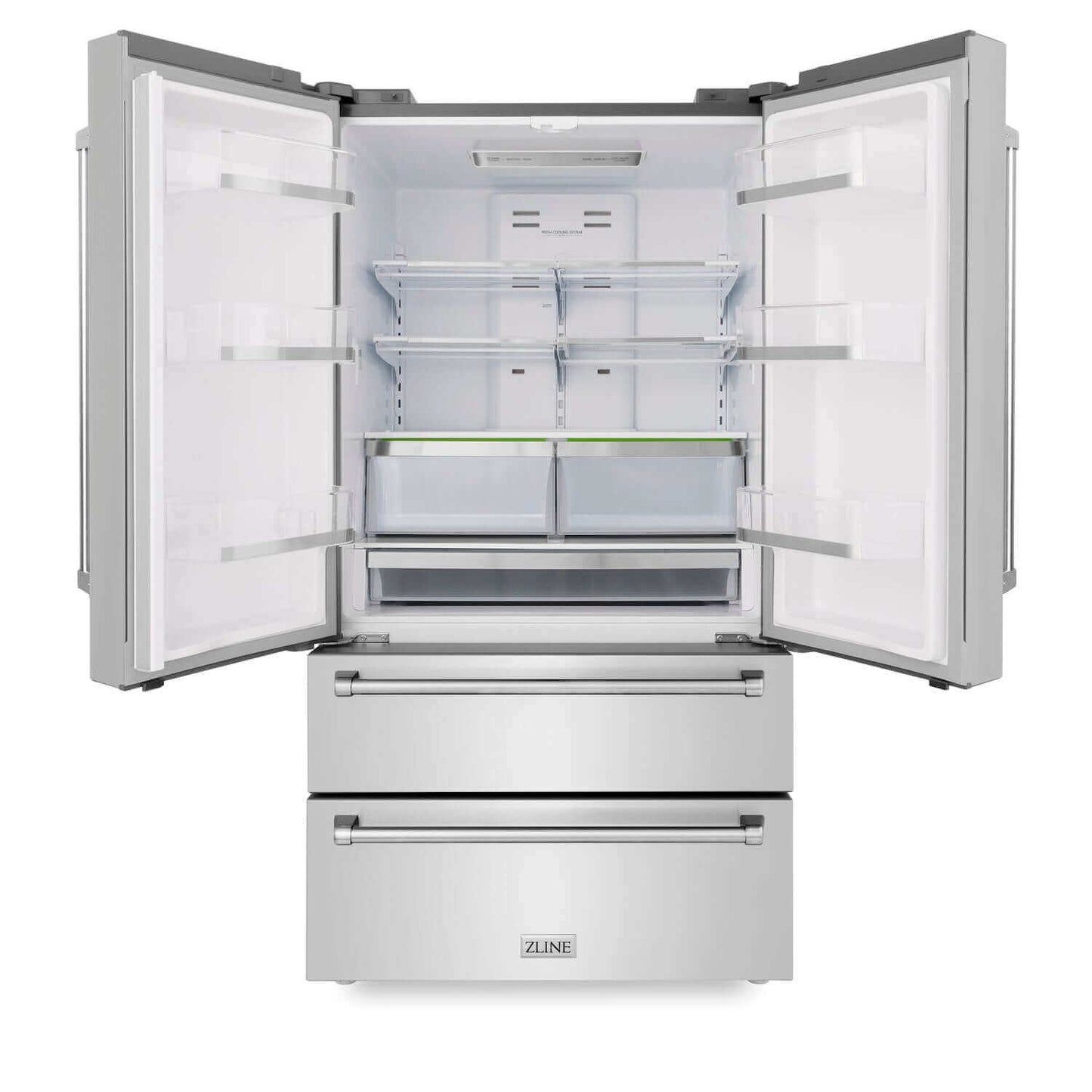 ZLINE Kitchen Package with Refrigeration, 36 in. Stainless Steel Gas Range, 36 in. Convertible Vent Range Hood and 24 in. Tall Tub Dishwasher (4KPR-SGRRH36-DWV)